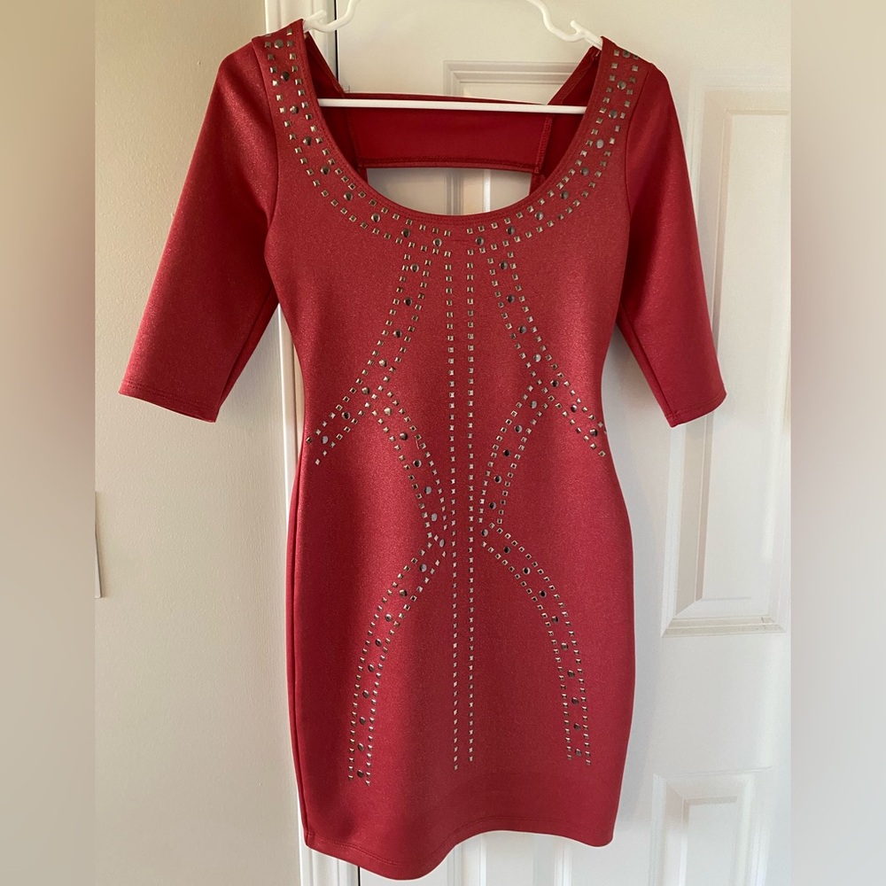Elegant Red Studded Dress